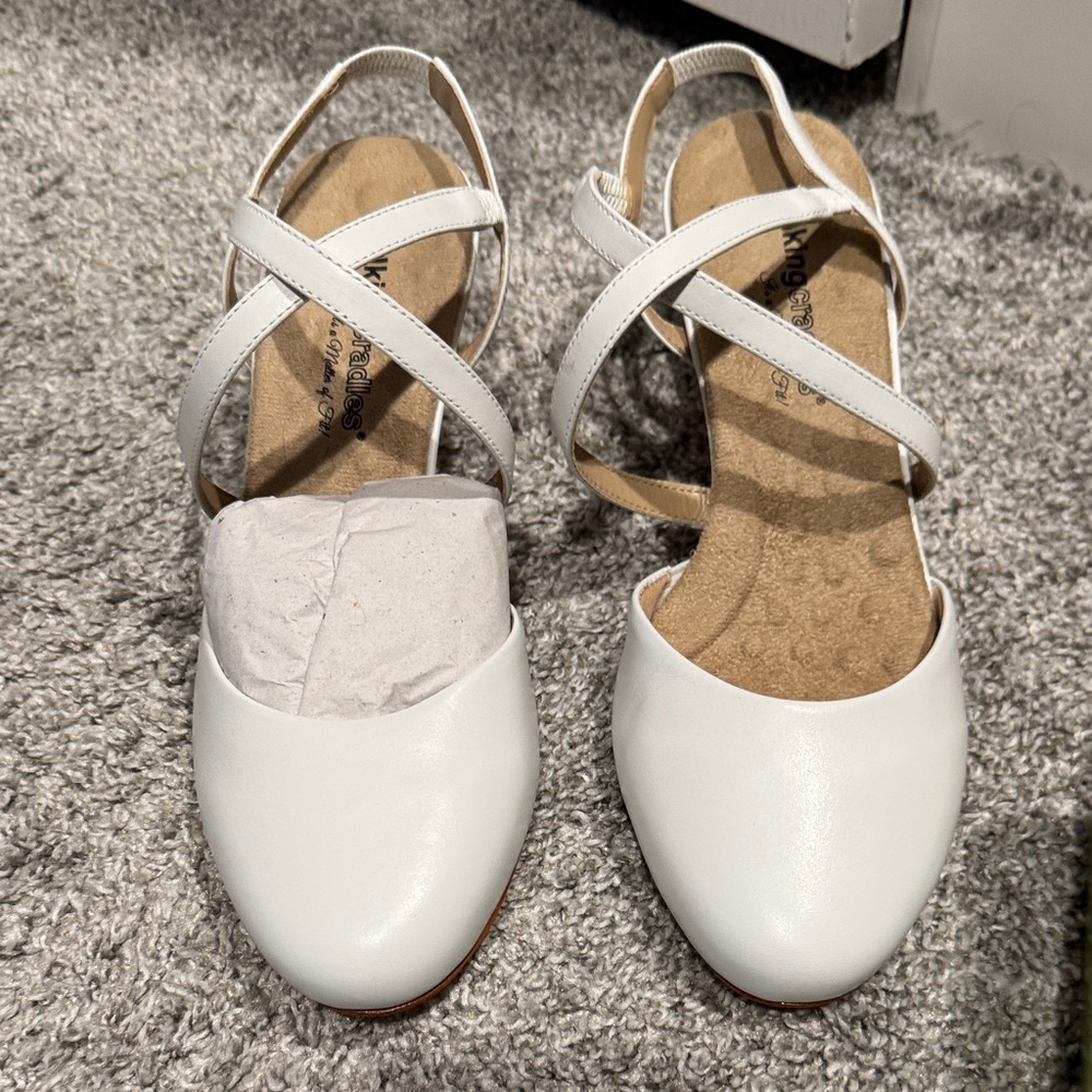 Walking Cradles White Cross-Strap Sandals